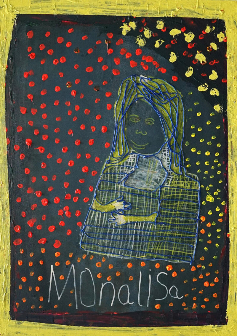 Mona Lisa als Tastbild gestaltet, um das Motiv fühlen zu können